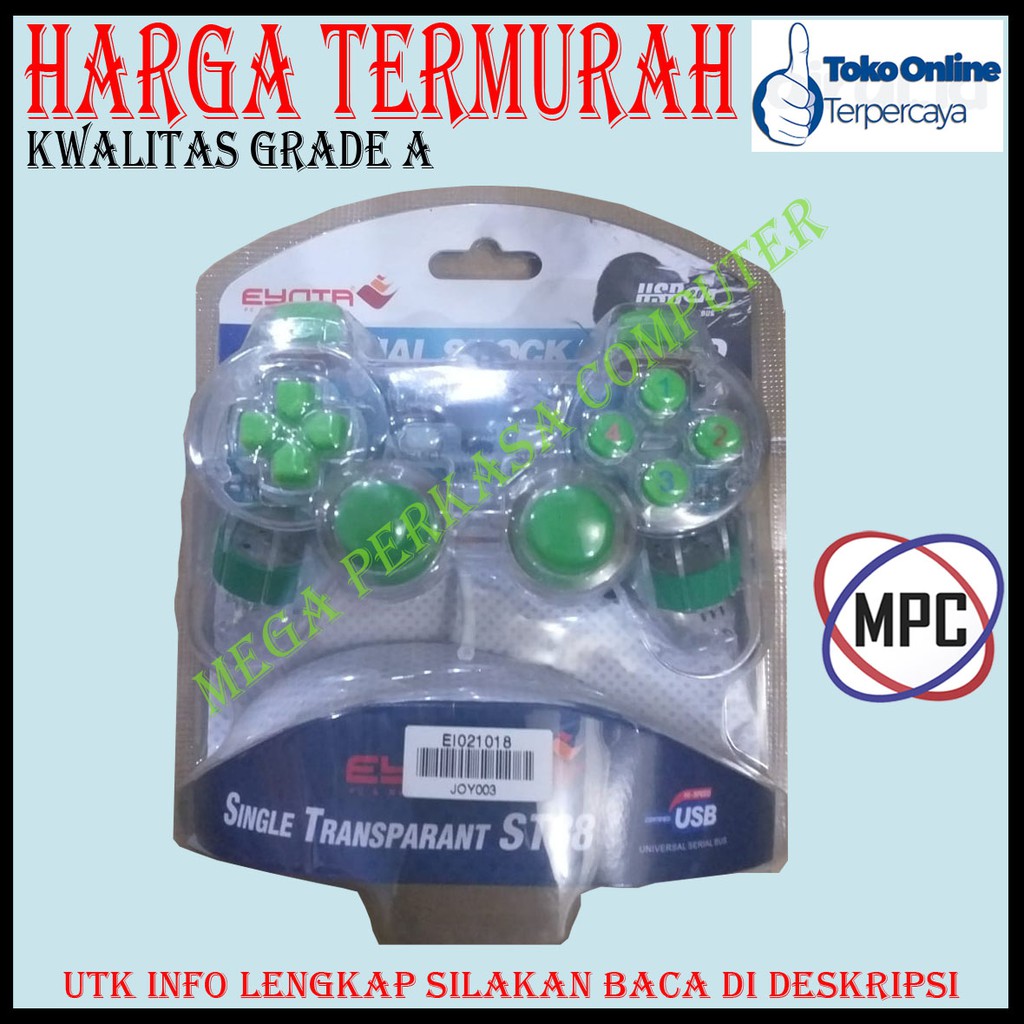 GAMEPAD /JOYSTICK SINGLE USB PC dan LAPTOP (Transparant)