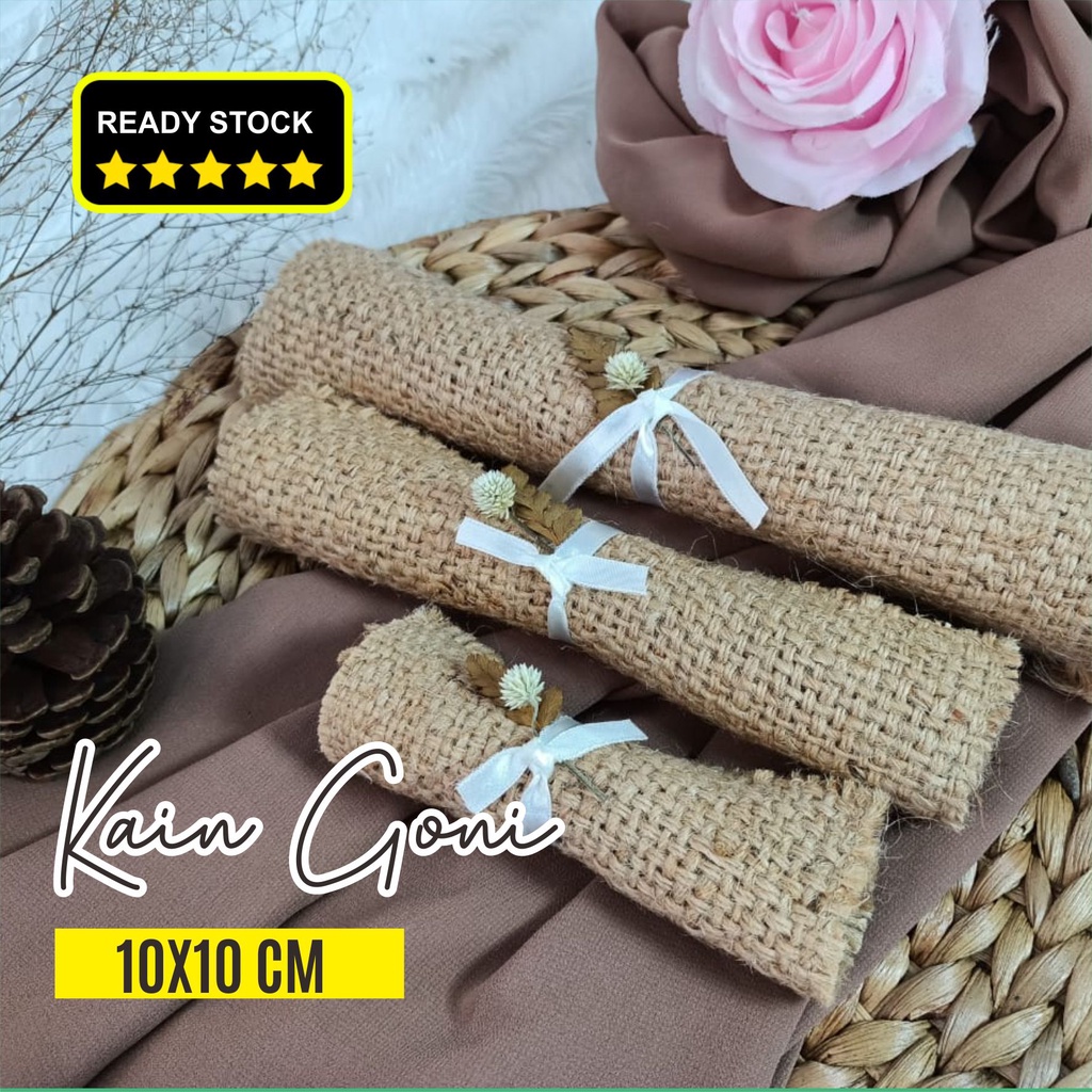 

Kain Goni / Burlap Ukuran 10x10 cm dan 15x15 cm Coklat Natural