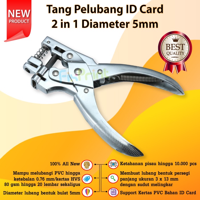 Tang Pelubang ID Card 2 in 1 Diameter 5mm Alat Plong Kertas PVC 5 mm