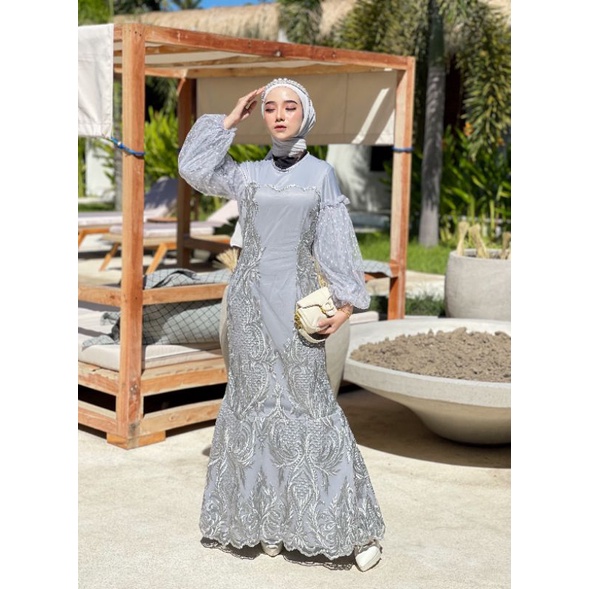 GAMIS BRUKAT KEKINIAN GAUN WISUDA GAUN BRIDESMAID GAUN BRUKAT MODERN SERAGAMAN SERIMBITAN BIG SIZE