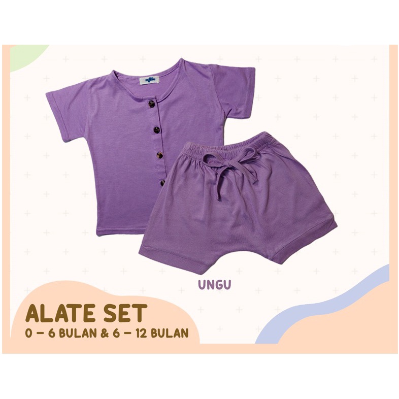 Alate Setelan Baju Bayi Lengan Pendek Unisex 0 6 Bulan Set Baju Dan Celana Baby Newborn