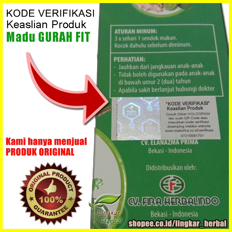 Madu GURAH FIT Original Obat Herbal Batuk Berdahak Kering Sesak Radang Tenggorokan 280 gram