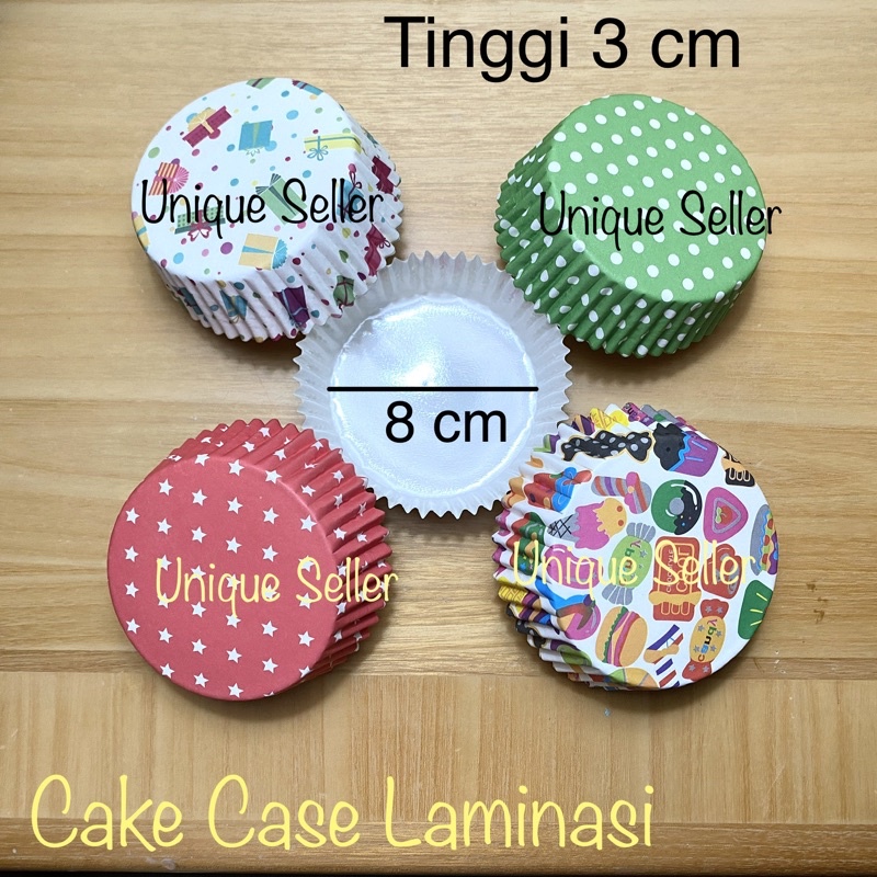 Cake Case Bulat Laminasi 8.5 cm Anti Minyak isi 8-10 pcs / Cake Case Bulat Laminasi 8 cm / Cupcake Case Round PET 8.5cm / Cupcake Case Round PET 8cm / Kertas Alas Kue Bulat Bundar Laminating