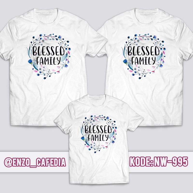 Baju Kaos Couple Keluarga | Kaos Couple Family | Desain Kaos Bunga Floral 995 | Gratis Custom Nama