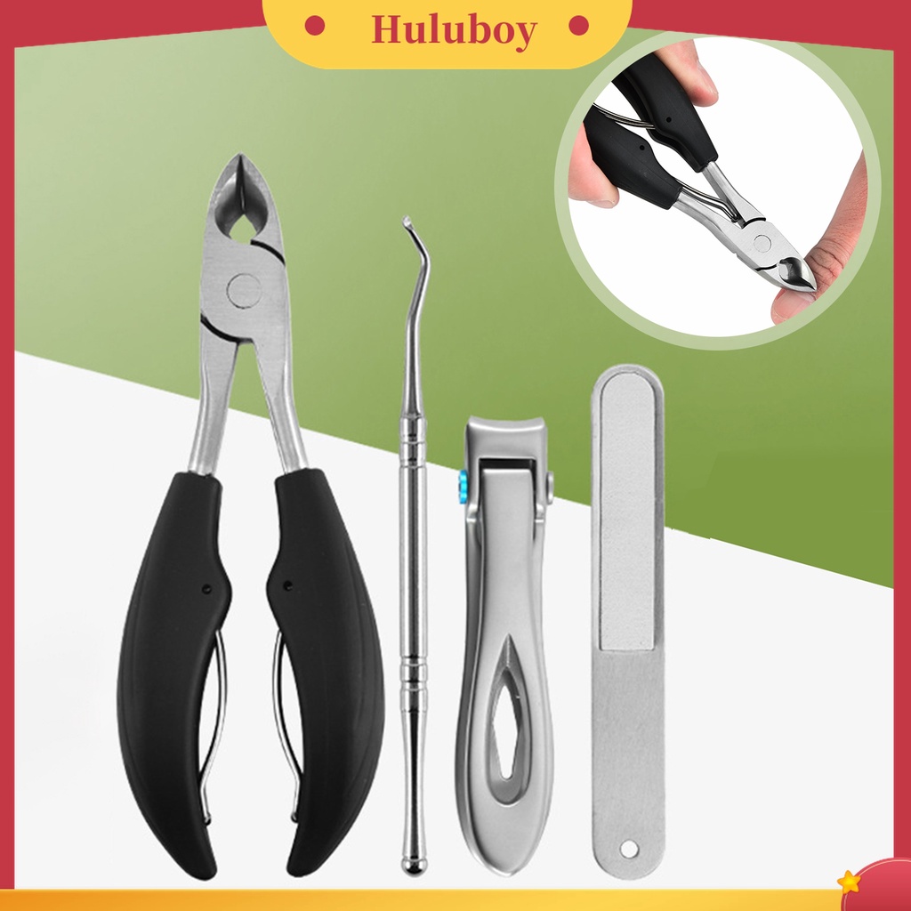 Huluboy Huluboy♡ 4pcs / Set Alat Pemotong Kuku Kaki Bahan Stainless Steel Untuk Manicure