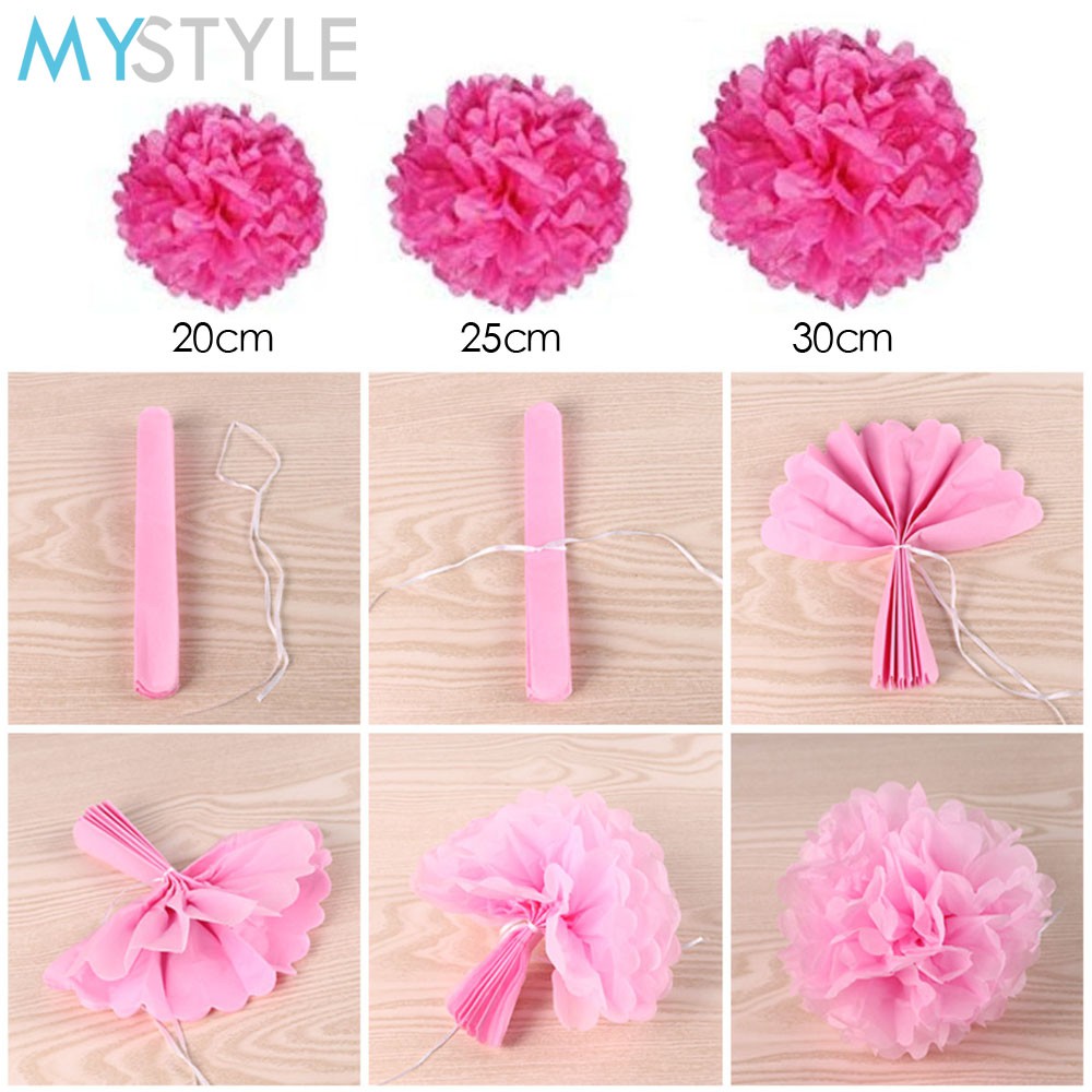 POMPOM KERTAS BUNGA 20 CM/ 25 CM / 30 CM POMPOM PESTA/POMPOM WARNA WARNI