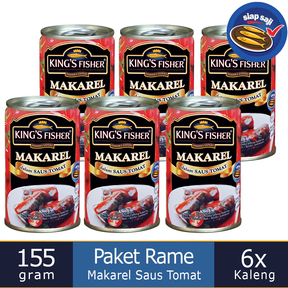 

King's Fisher Paket 6 pcs makarel mini saus Tomat Makanan Kaleng 155 gr