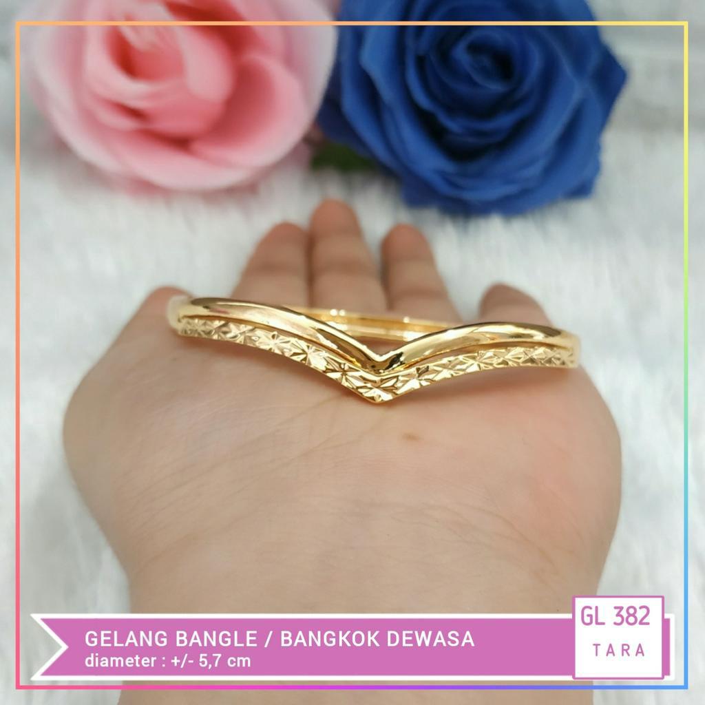 Gelang xuping gelang bangle fuji polos ukir mewah perhiasan lapis emas GL 382