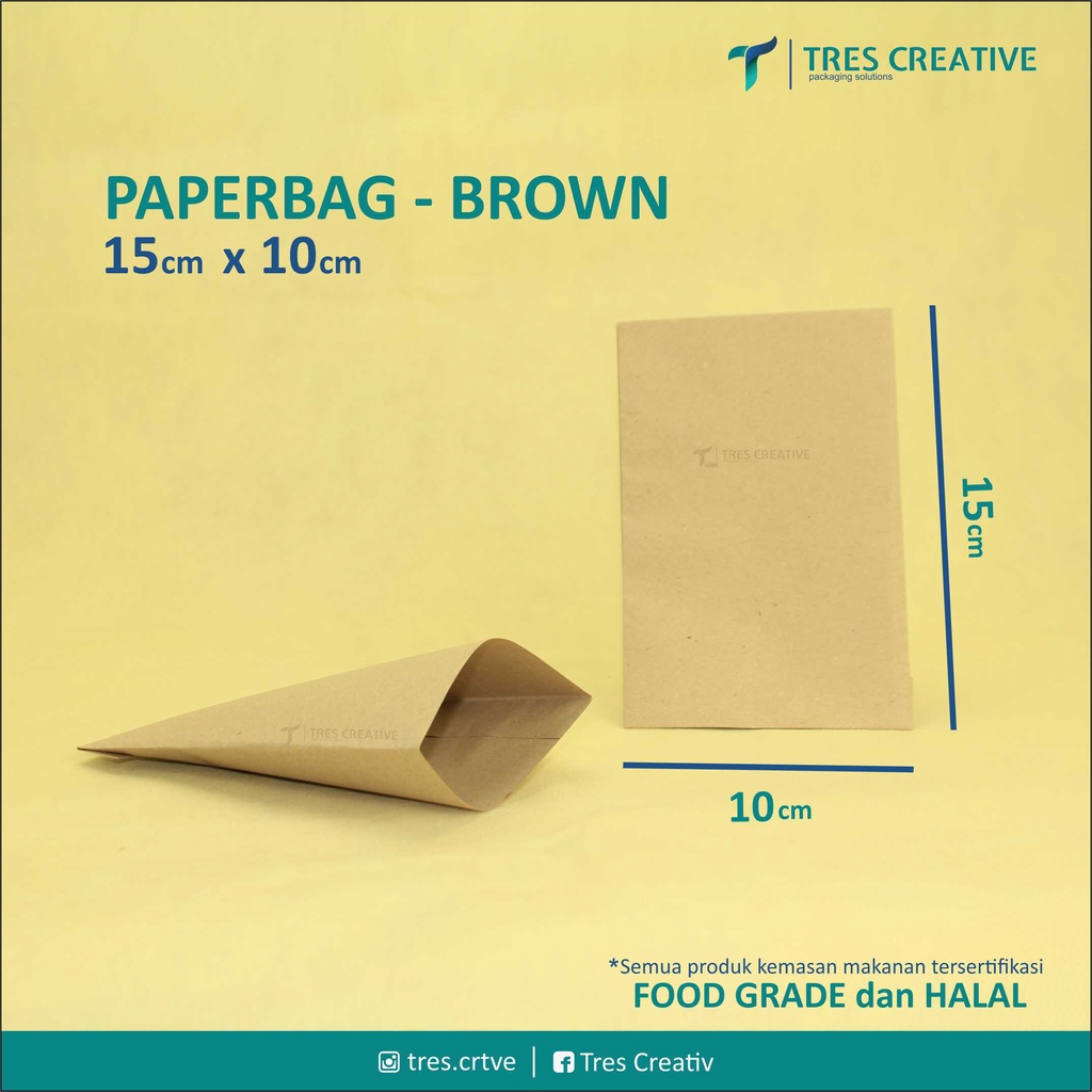 Jual Kantong Kertas Coklat Flat Packaging Makanan Food Grade Kertas