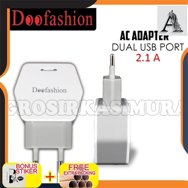 

Grosir DOOFASHION Adaptor Charger Dual Output 2.1A/1A ADAPTOR CHARGER