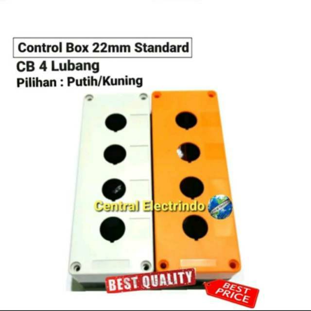 Control Box Push Button 22mm 4 Lubang Putih/Kuning.