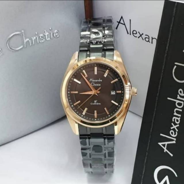 jam tangan wanita Alexander Cristie ORIGINAL ac8618 black rosegold