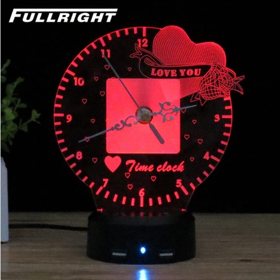 Lampu Tidur / Pajangan Lampu Hias 3D Model Jam Love