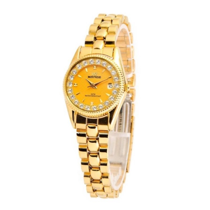 JAM TANGAN WANITA MIRAGE 1580L ORIGINAL_WATER PROFF Jam Tangan  mewah permata rx Gold 1580L pH TAHAN AIR RANTAI GOLD FREE BOX DAN BATRAI_JAM TANGAN KASUAL WANITA JAM TANGAN CEWEK MIRAGE ORIGINAL JAM TANGAN WANITA SPORTY JAM TANGAN. MIRAGE ORIGINAL