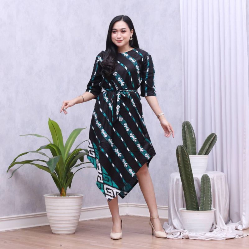 DRESS LANCIP MOTIF TENUN TROSO BATIK KAMPUS