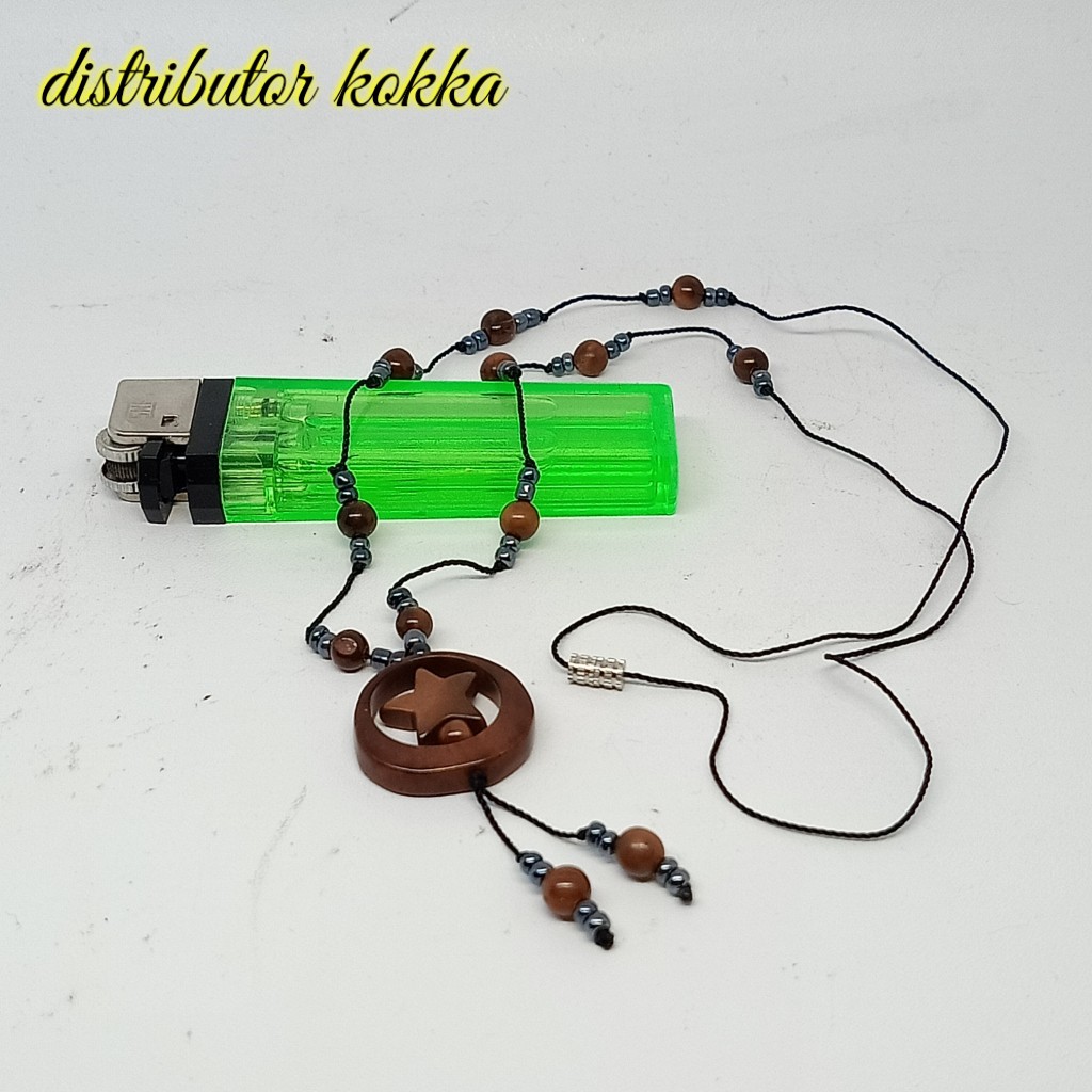 ( SUPER MURAH ) Kalung kokka kaukah bulan bintang manik  coklat