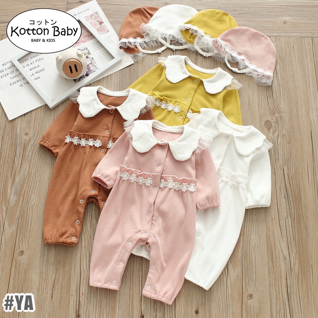 (free topi) 0-18bln JUMPER RUFFLE BASIC BAYI | JUMPSUIT ROMPER BAJU PAKAIAN ANAK catalog YQER YA