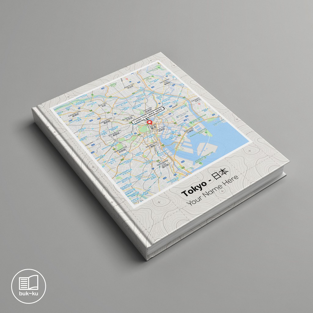 

Buku custom motif map tokyo jepang catatan note tulis