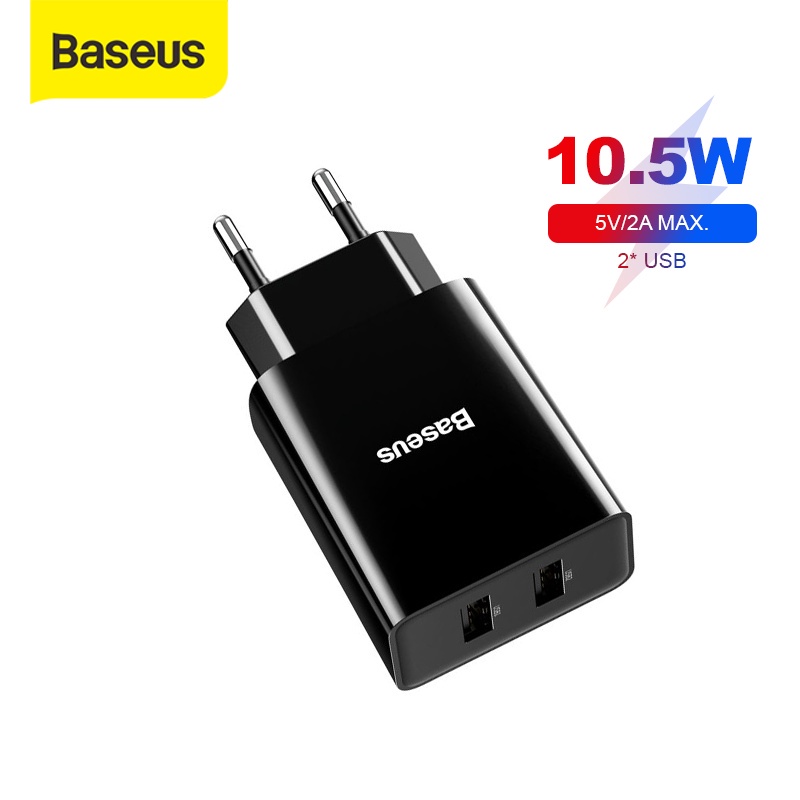 Baseus Kepala Charger Mini Dual USB Charger eu plug charger