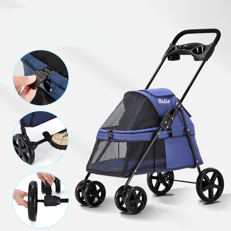 Stroller Pet 4 Roda Bello SP01 Max 15kg Stroller Untuk Anjing dan Kucing