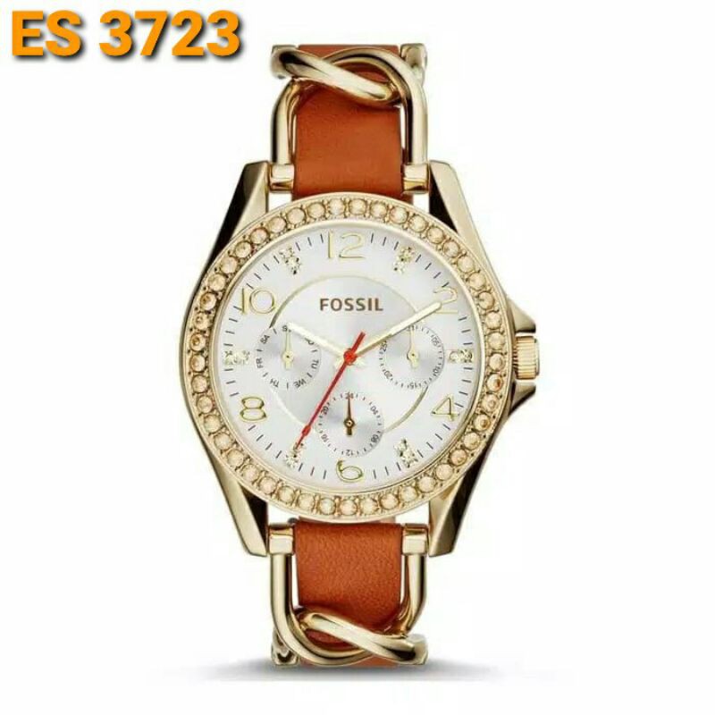 JAM TANGAN WANITA FOSSIL CRONO BATRE RING PERMATA KUALITAS ORIGINAL