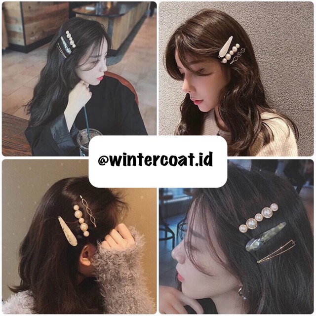 READY INDONESIA 3pcs Marble hair clip pearl hairpin jepit rambut korea marble set mutiara hairclip