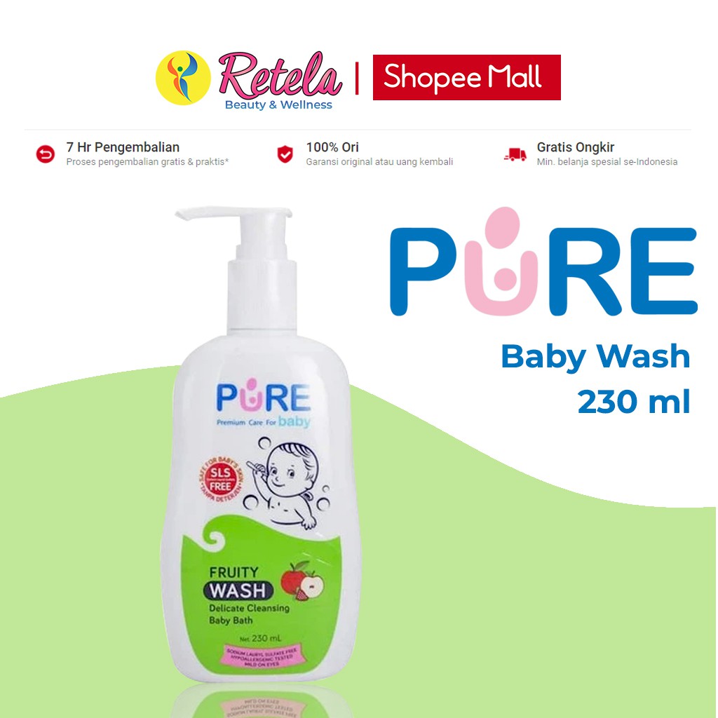 Pure Baby Wash 2 in 1 Fruity 230ml / Shampo / Sabun Cair / Sabun Mandi