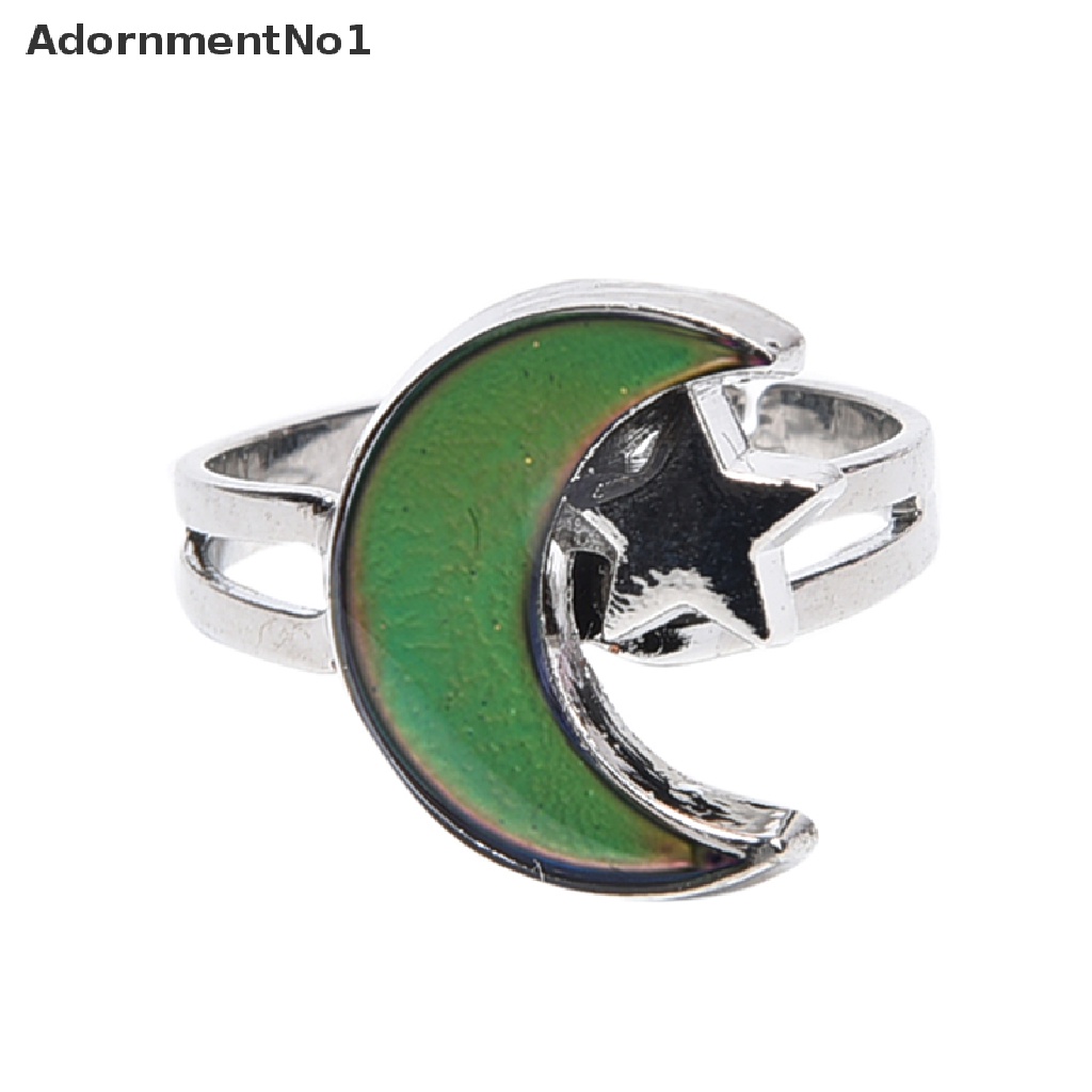 (AdornmentNo1) 1pc Cincin Bulan Berubah Warna Sesuai Suhu Adjustable Untuk Wanita