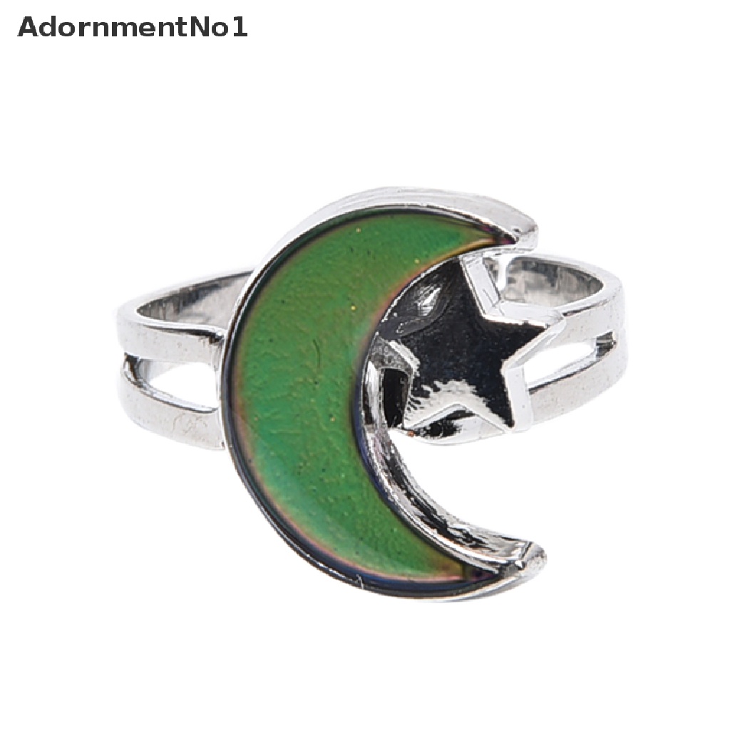 (AdornmentNo1) 1pc Cincin Bulan Berubah Warna Sesuai Suhu Adjustable Untuk Wanita