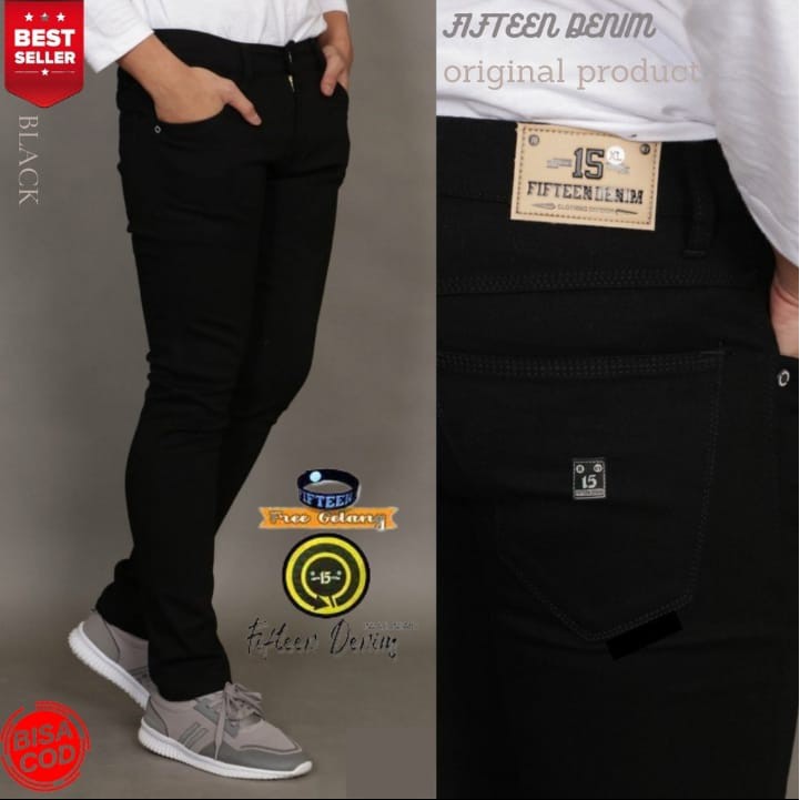 CELANA JEANS HITAM POLOS / JEANS PRIA HITAM POLOS / CELANA JEANS PANJANG PRIA