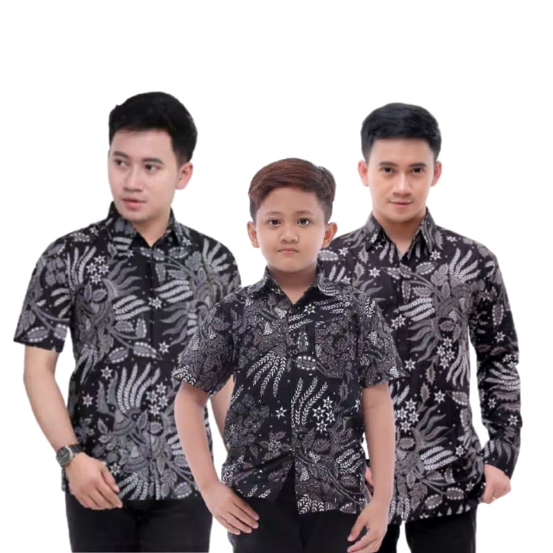 HEM BATIK ANAK AYAH MOTIF MANGGAR ABU M L XL XXL