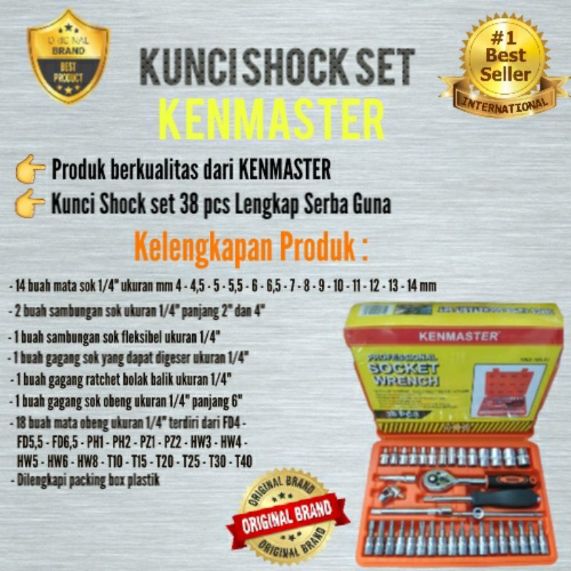 KUNCI SOK SET KENMASTER 38 PCS / SOCKET WRENCH KENMASTER / KUNCI SHOCK Set