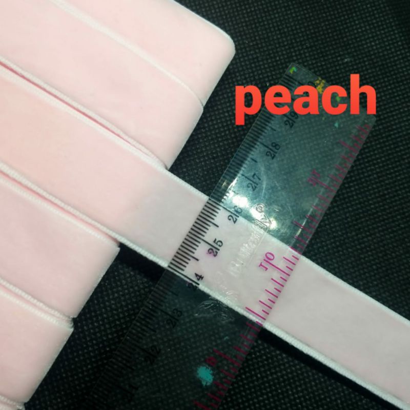 

per rol 15 meter,pita bludru/velvet warna peach lebar 2 cm