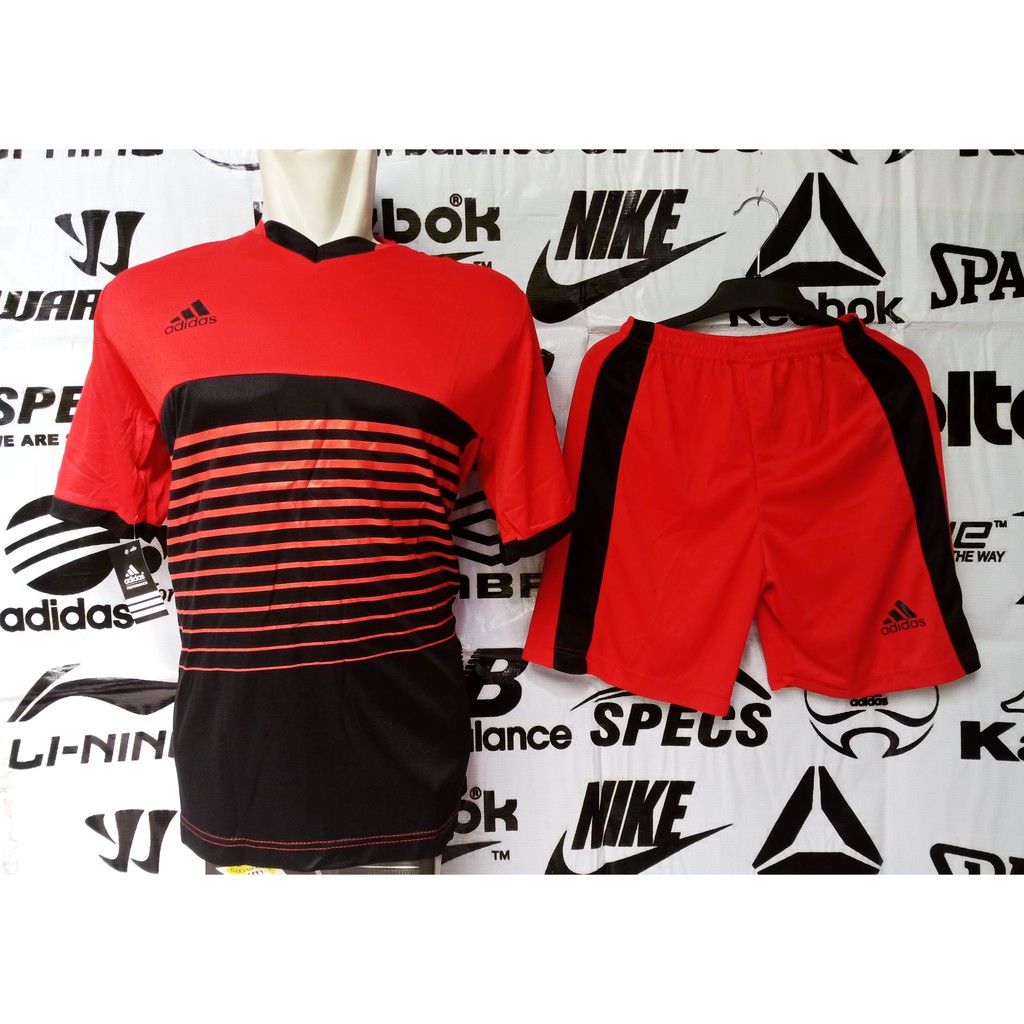 Setelan/Kostum/Kostim/Kaos/Seragam/Jersey Futsal & Sepak Bola/Voly Adidas Climacil Merah List Hitam