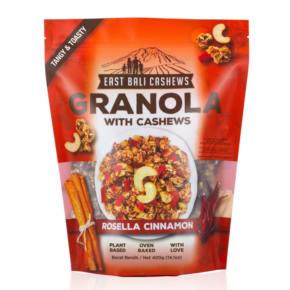 

GRANOLLA ROSELLA CINNAMON WITH CASHEWS EAST BALI CASHEWS 400G