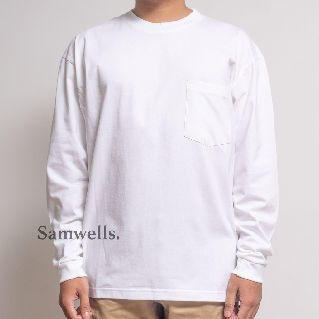 KAOS OVERSIZE / KAOS POLOS OVERSIZE /T-SHIRT POLOS OVERSIZE/OVERSIZED LONG SLEEVE PREMIUM - White