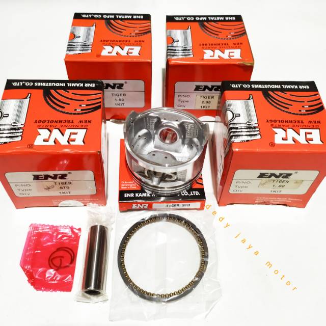 PISTON KIT TIGER TERSEDIA UKURAN STD, 0.50,1.00,1.50, 2.00 PEN 15MM ENR GENUINE PARTS