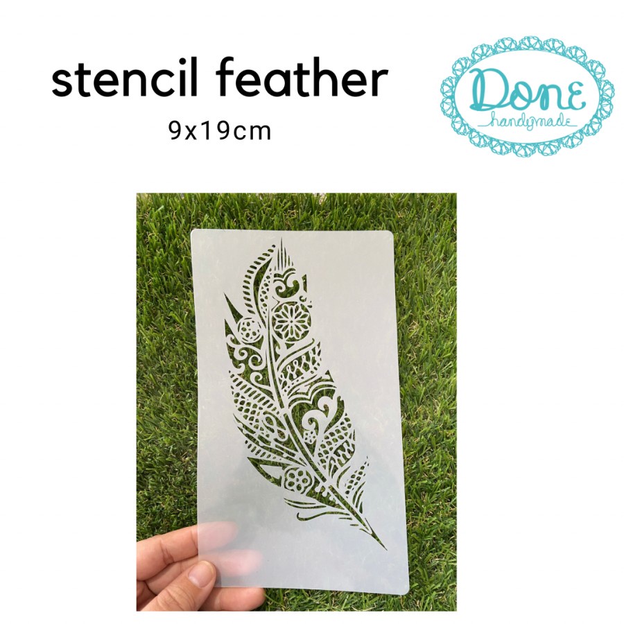 Feather stencil motif bulu unggas scrapbooking decoupage texture sheet