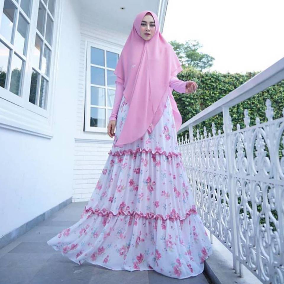 Ulya Hijab Gamis Syari Baju Muslim Wanita Pinky