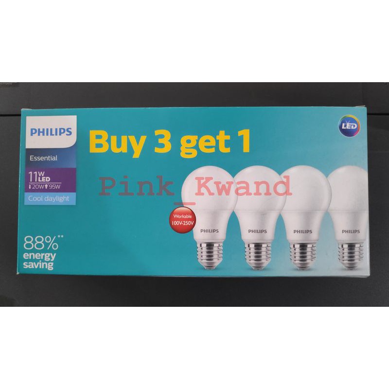 Lampu essential led 11 watt, multipack / beli 3 gratis 1 philips