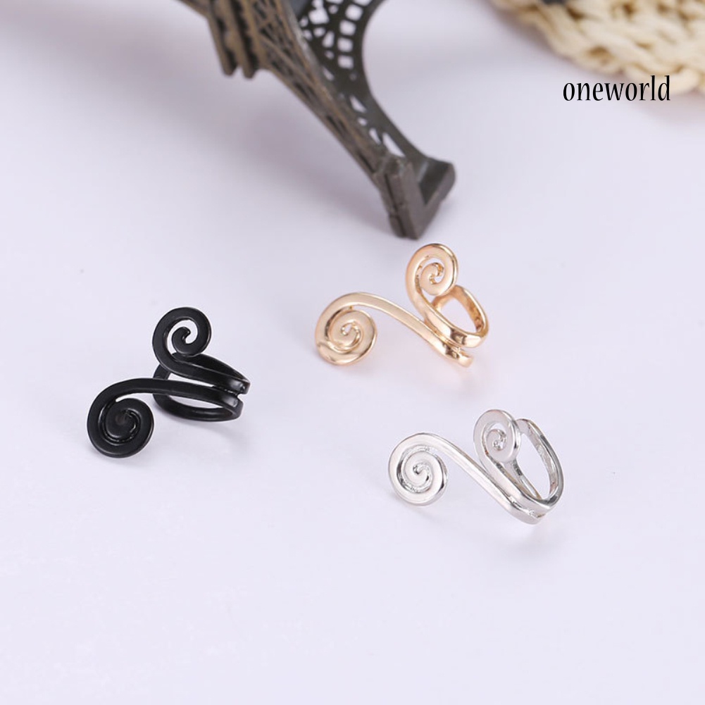 OW@ Fashion Women Hoop Shape Ear Clips Earrings Non-Piercing Jewelry Party Gift