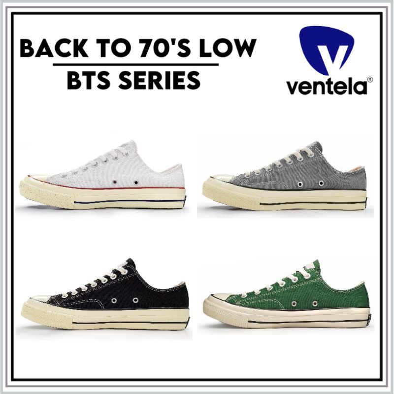 SEPATU SNEAKERS VENTELA ORIGINAL BACK TO 70S BTS LOW BLACK/NATURAL WHITE GREEN GREY