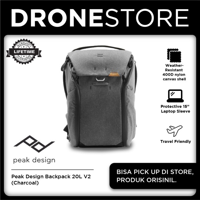 Kamera-Ransel-Tas- Tas Ransel Kamera Peak Design Original 20L V2 - Original - Charcoal -Tas-Ransel-