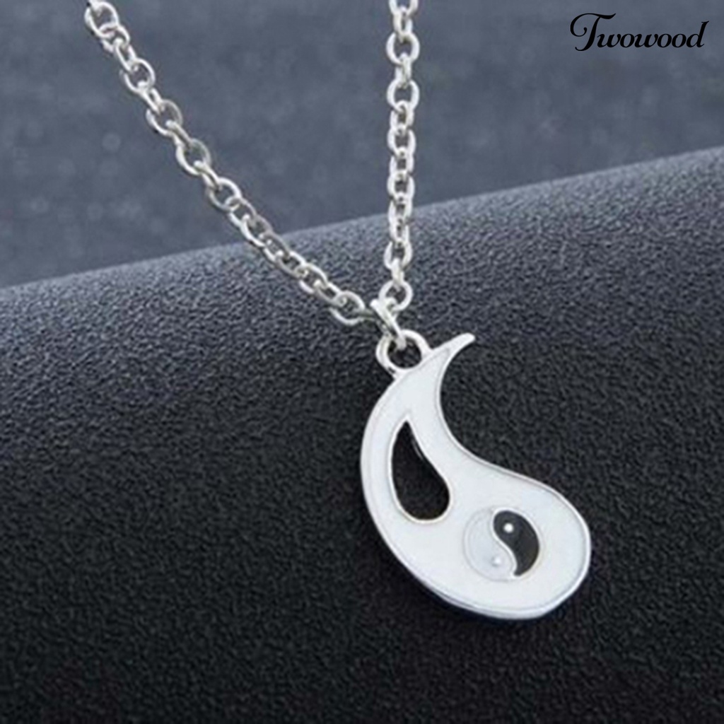 Kalung Model Hollow out Bahan Alloy Warna Hitam Dan Putih Untuk Pasangan