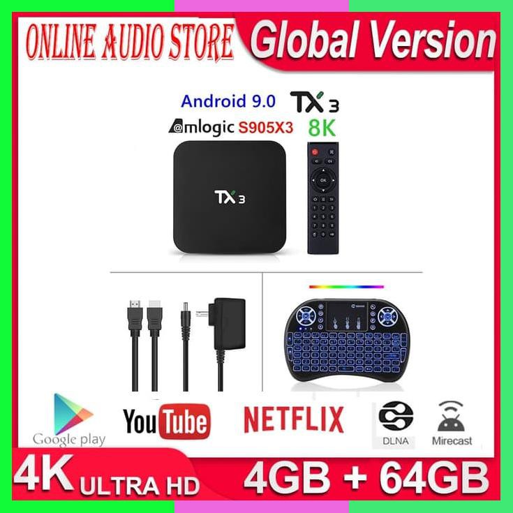 Android Tv Box Tx3 S905X3 4Gb Rom 64Gb Mini Keyboard