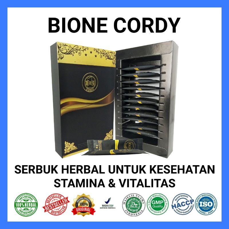 

[1 KOTAK] BIONE CORDY SERBUK MINUMAN KESEHATAN STAMINA & VITALITAS PRIA WANITA