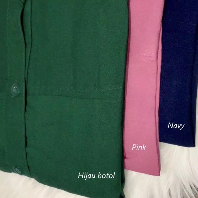 kemeja jumbo wanita atasan LD 130 (Fit to 4XL) full katun rayon adem - hijau botol