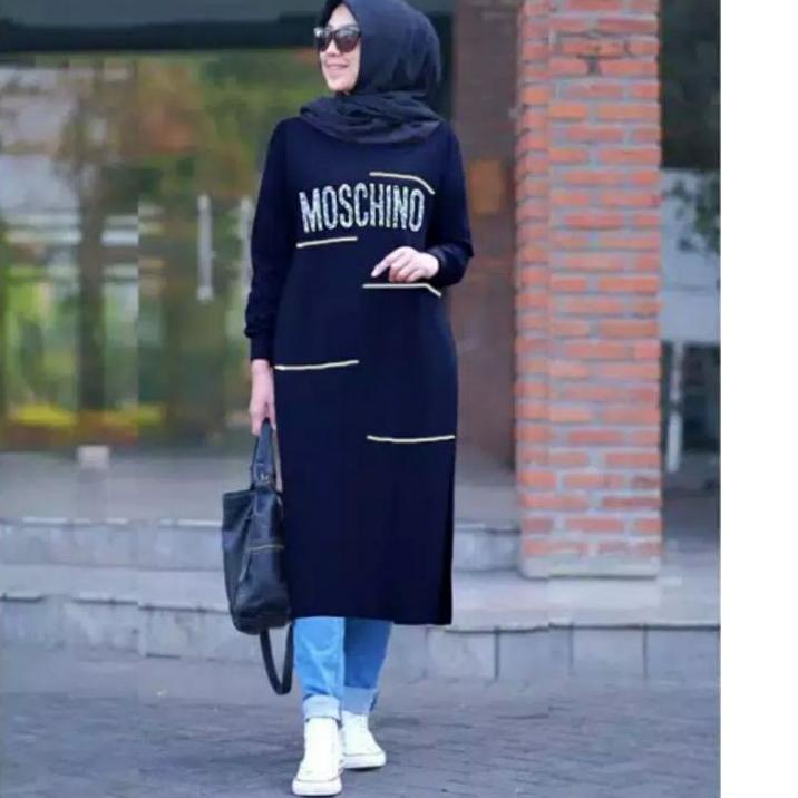 ✷ JF Atasan Tunik Kaos Babyterry Jumbo Wanita Muslimah Terbaru MOSCHIN ➩