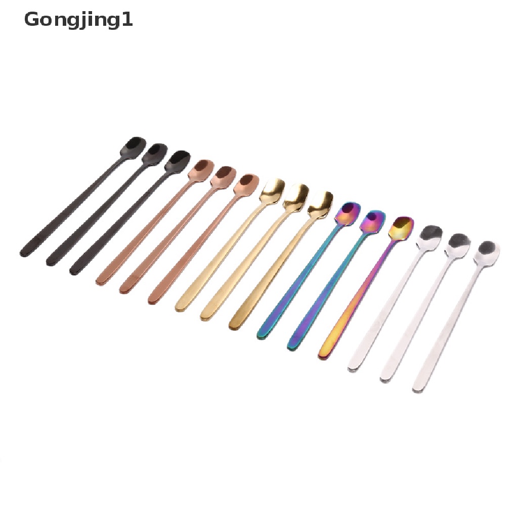 Gongjing1 1pc Sendok Kopi Gagang Panjang Bahan Stainless Steel