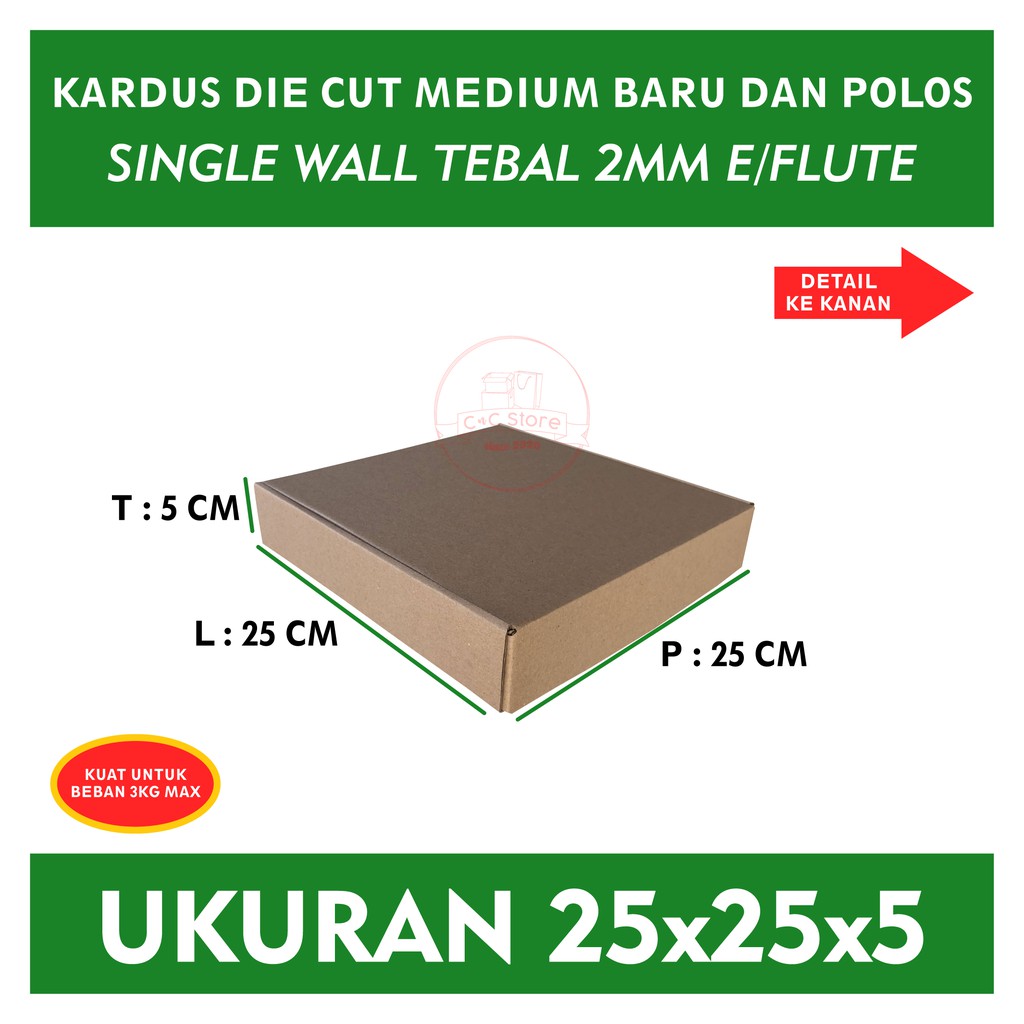 

Kardus Box Karton Polos Die Cut Uk 25x25x5